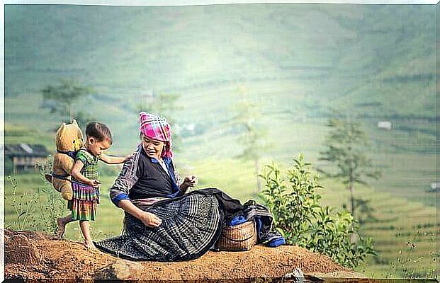 aboriginal woman and her child