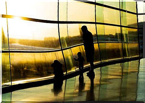 Family at an airport. 