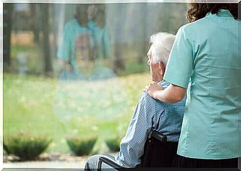 A person in a wheelchair with Huntington's disease