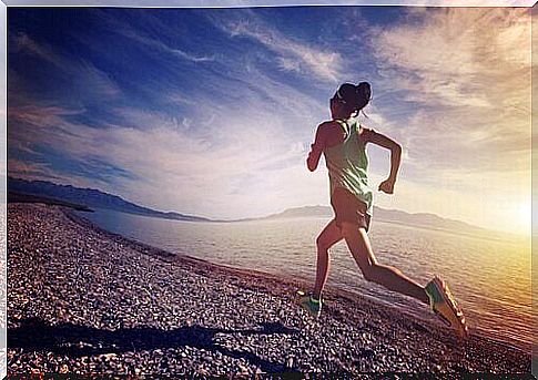 woman running on the beach