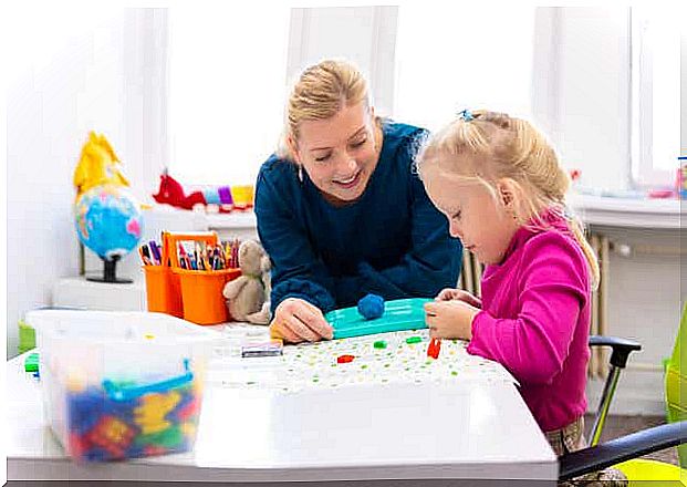 Little girl in a classroom.